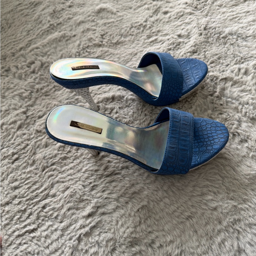 Michael Antonio Blue Croc-Embossed Heels